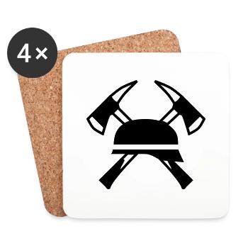 Fire Helmet and Crossed Axes - Coasters (set of 4) - white - Front
