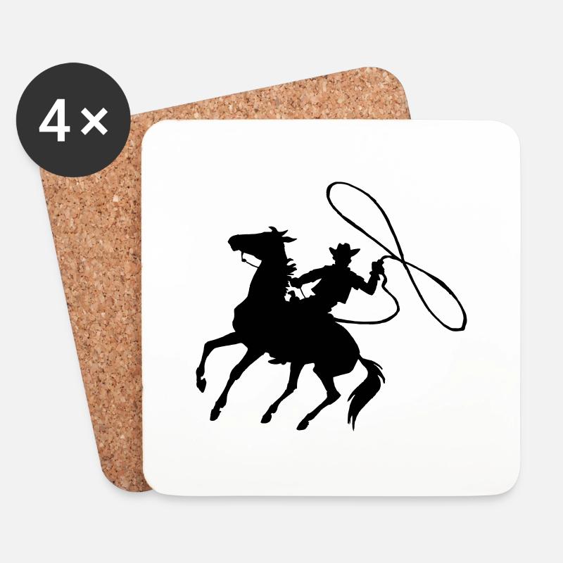 Cowboy - Untersetzer (4er-Set) - Weiß