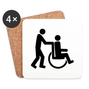 2 friends team couple push disability wheelchair - Coasters (set of 4) - white - Front