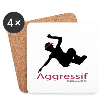 Roller Agressif - Dessous de verre (lot de 4) - blanc - Devant