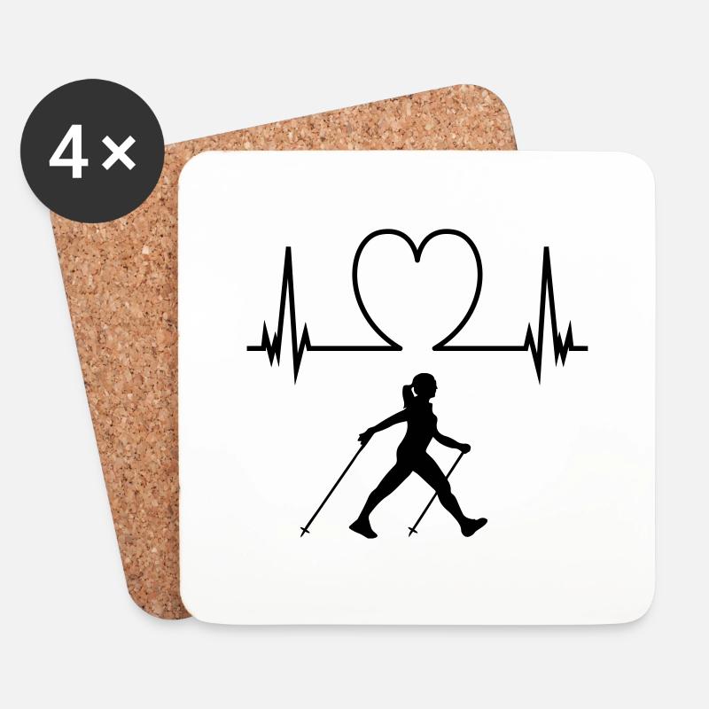 Nordic walking - Untersetzer (4er-Set) - Weiß