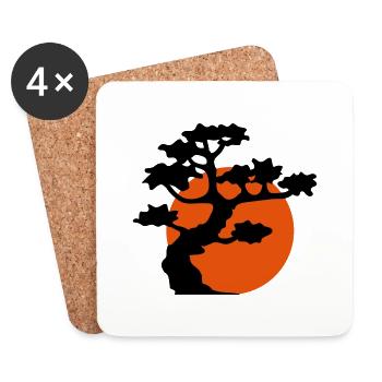 sonne abend mond nacht baum dekoration cool gaertn - Untersetzer (4er-Set) - Weiß - Vorne
