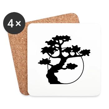 kreis sonne abend mond nacht baum dekoration cool - Untersetzer (4er-Set) - Weiß - Vorne