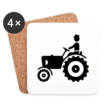 Farmer With Tractor - Coasters (set of 4) - white - Front