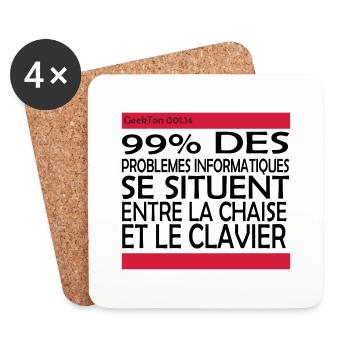 (14_99pourcent) - Dessous de verre (lot de 4) - blanc - Devant