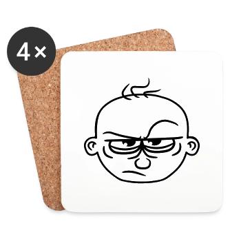 enfant bébé visage bande dessinée dessin animé mauvais œil wueten - Dessous de verre (lot de 4) - blanc - Devant