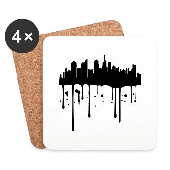 farbe stempel tropfen graffiti stadt metropole sil - Untersetzer (4er-Set) - Weiß - Vorne