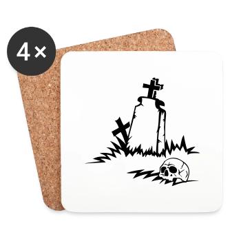 Grab kreuz verhängnisvoll cimetiere gott krabbe knallt tod - Untersetzer (4er-Set) - Weiß - Vorne