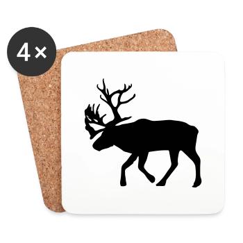 caribou - reindeer - christmas - xmas - Coasters (set of 4) - white - Front