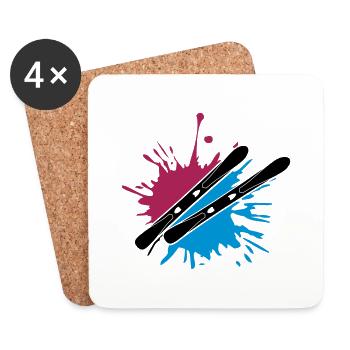 bunt klecks ski spritzer farbe graffiti 2 bretter - Untersetzer (4er-Set) - Weiß - Vorne