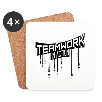 tropfen graffiti stempel crew teamwork cool design - Coasters (set of 4) - white - Front