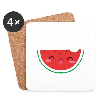 Cute Water Melon Süße Wassermelone - Untersetzer (4er-Set) - Weiß - Vorne