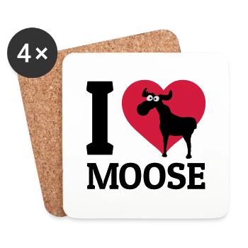 I love Moose - Dessous de verre (lot de 4) - blanc - Devant