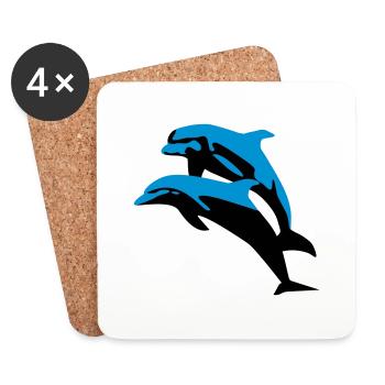 Delfin, Delfine - Dolphin - Untersetzer (4er-Set) - Weiß - Vorne