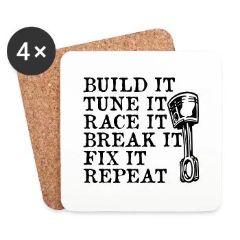 Construire Tune Race Frein Répéter Fix - Dessous de verre (lot de 4) - blanc - Devant