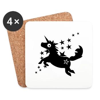 Komisches Pony Einhorn (1c) - Untersetzer (4er-Set) - Weiß - Vorne