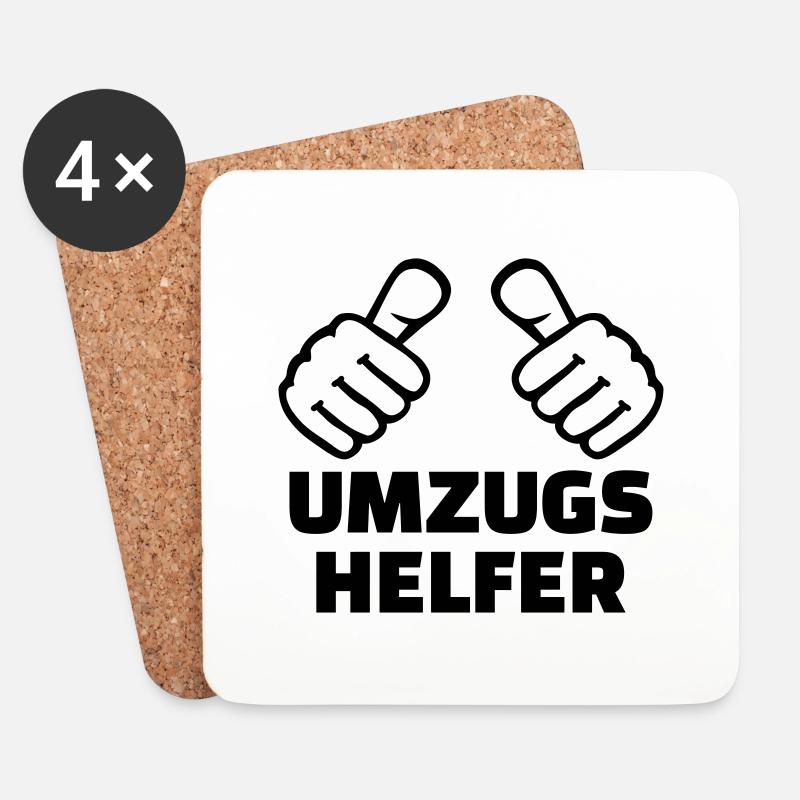 Umzugshelfer - Untersetzer (4er-Set) - Weiß