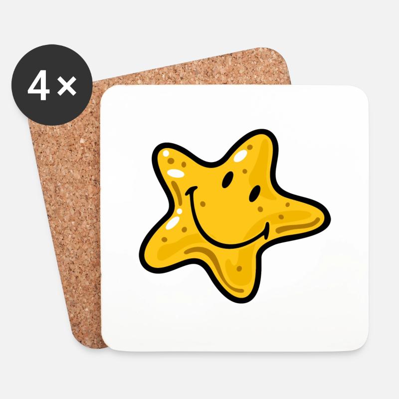 Smiley Star Fish - Untersetzer (4er-Set) - Weiß
