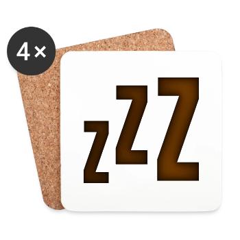 Smiley Sleeping 'ZZZ' - Dessous de verre (lot de 4) - blanc - Devant