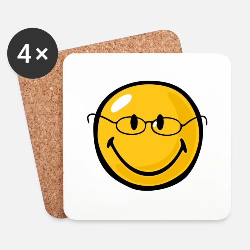 Smiley Intelligent - Untersetzer (4er-Set) - Weiß