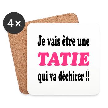 Je vais être une tatie qui va déchirer !!! - Dessous de verre (lot de 4) - blanc - Devant