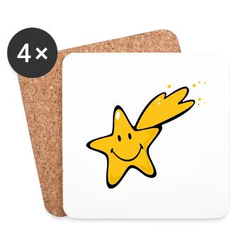 Smiley Shooting Star - Coasters (set of 4) - white - Front