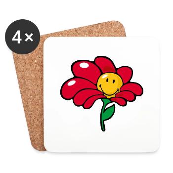 Smiley Flower - Dessous de verre (lot de 4) - blanc - Devant