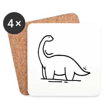 Dinosaurier Dino Langhals - Untersetzer (4er-Set) - Weiß - Vorne