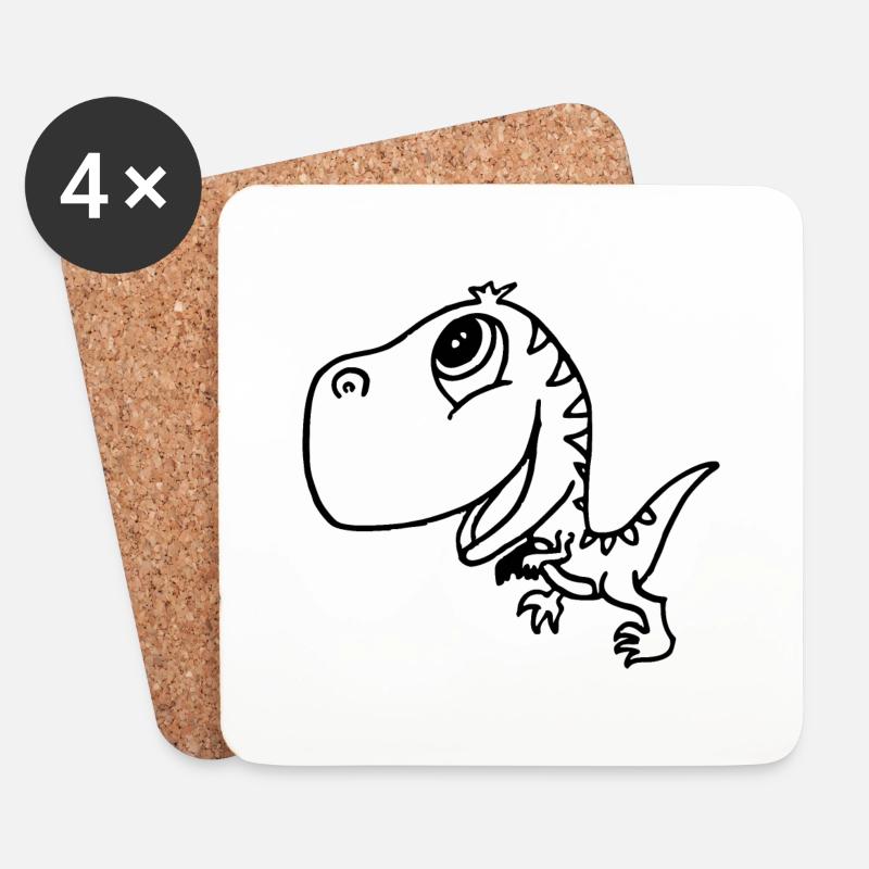 Dinosaurier - Untersetzer (4er-Set) - Weiß