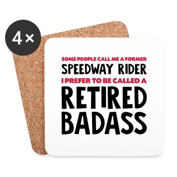 Former speedway rider retired badass - Coasters (set of 4) - white - Front