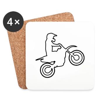 motocross - Dessous de verre (lot de 4) - blanc - Devant