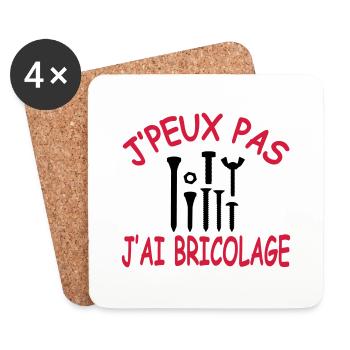 J'peux pas j'ai bricolage - Dessous de verre (lot de 4) - blanc - Devant