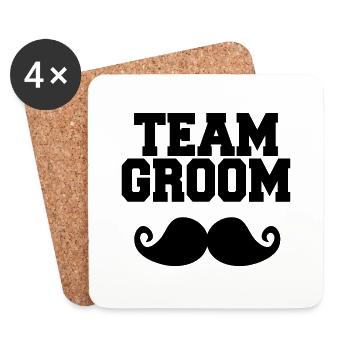 Team Groom, Bachelor Party, Stag & Hen Nights - Coasters (set of 4) - white - Front