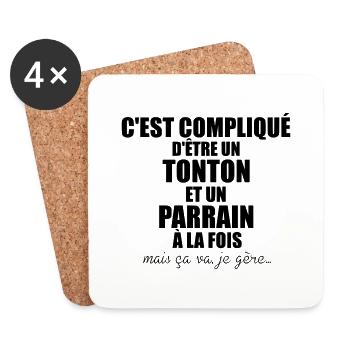 c'est compliqué d'etre un tonton et un parrain - Untersetzer (4er-Set) - Weiß - Vorne