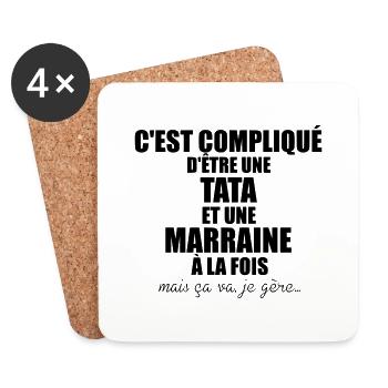 c'est compliqué d'etre une tata et une marraine - Untersetzer (4er-Set) - Weiß - Vorne