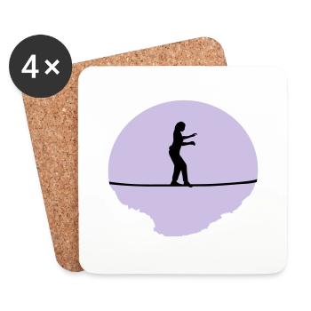 Slackline, Slacklining Frau - Untersetzer (4er-Set) - Weiß - Vorne