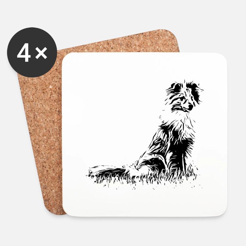 Sheltie Hunde - Untersetzer (4er-Set) - Weiß