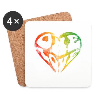 one love heart shape text typography reggae - Coasters (set of 4) - white - Front