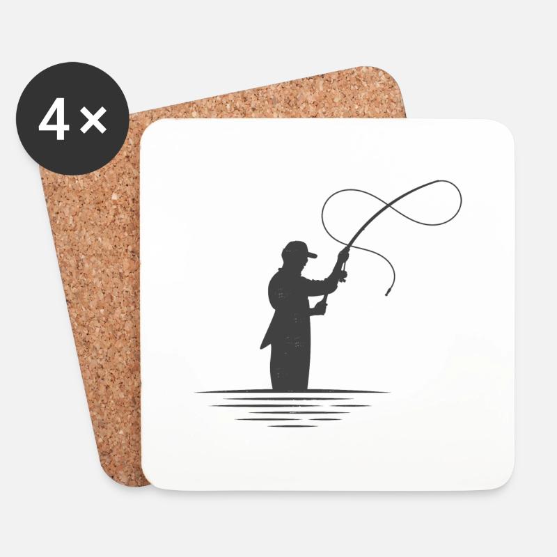 Angeln Fliegenfischen - Untersetzer (4er-Set) - Weiß