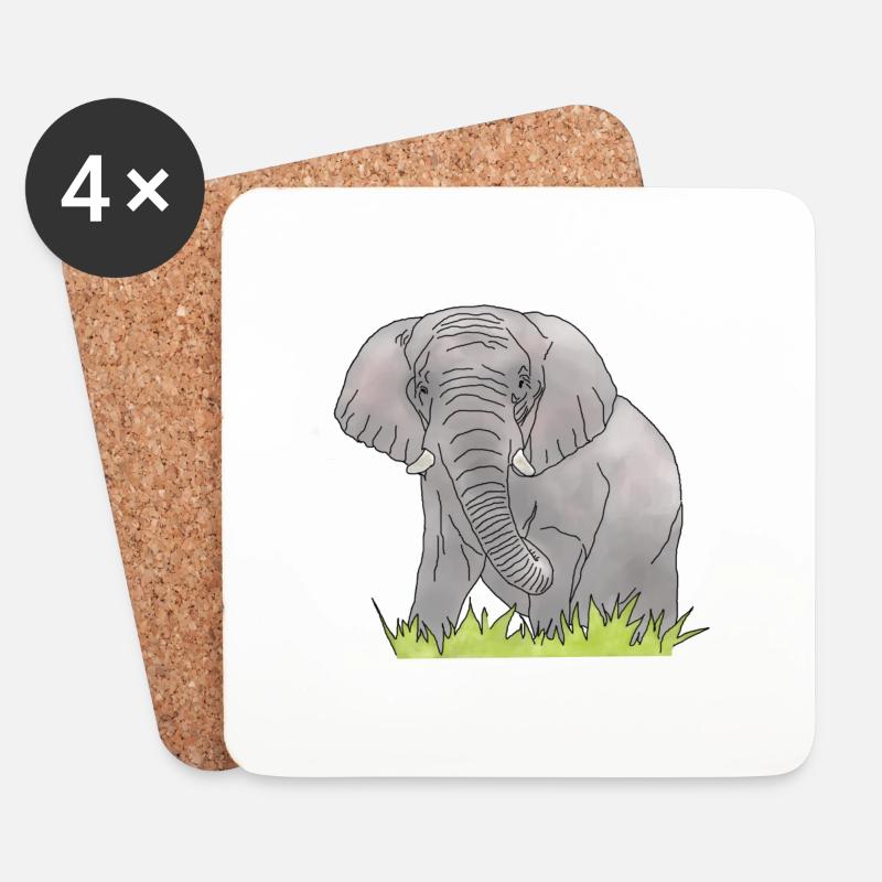 Elefant - Untersetzer (4er-Set) - Weiß