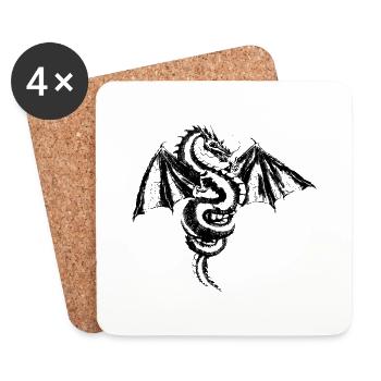 Drachen - Untersetzer (4er-Set) - Weiß - Vorne