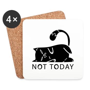 Katze Not Today Nein Cat Mom faul NO Mittelfinger - Untersetzer (4er-Set) - Weiß - Vorne