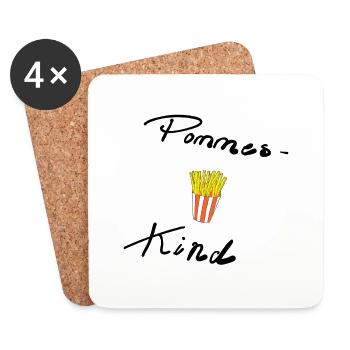 Enfant frites - Dessous de verre (lot de 4) - blanc - Devant
