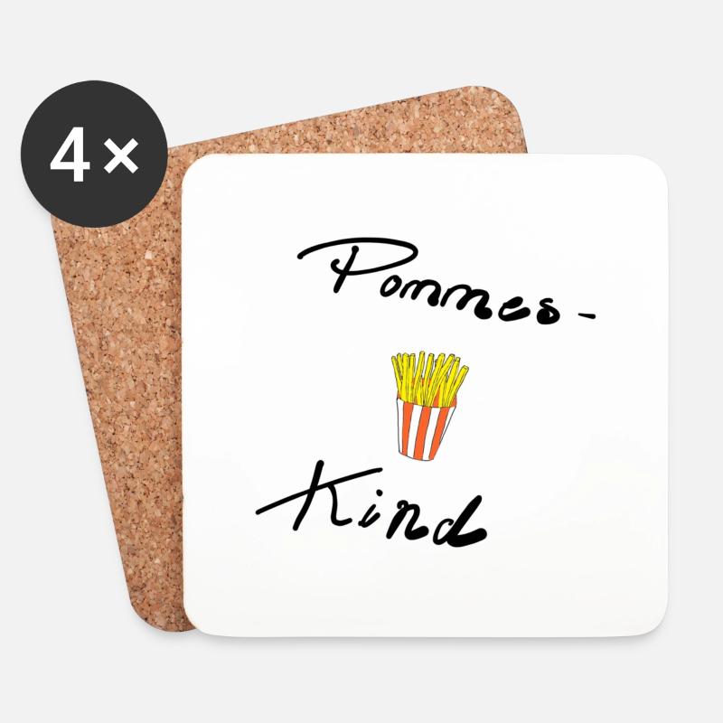 Pommes-Kind - Untersetzer (4er-Set) - Weiß