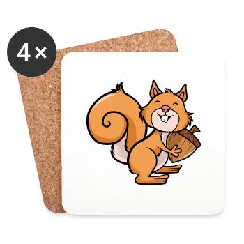 Eichhörnchen - Untersetzer (4er-Set) - Weiß - Vorne