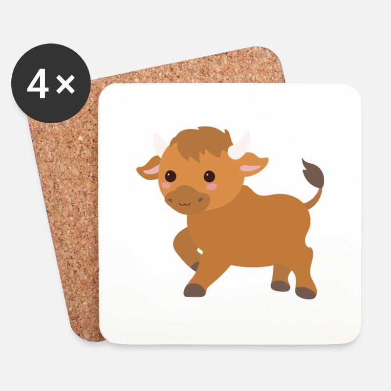 Stier - Untersetzer (4er-Set) - Weiß