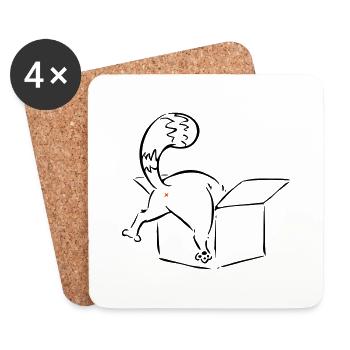 Cat in a Box Katze No Nein Mittelfinger lustig - Untersetzer (4er-Set) - Weiß - Vorne