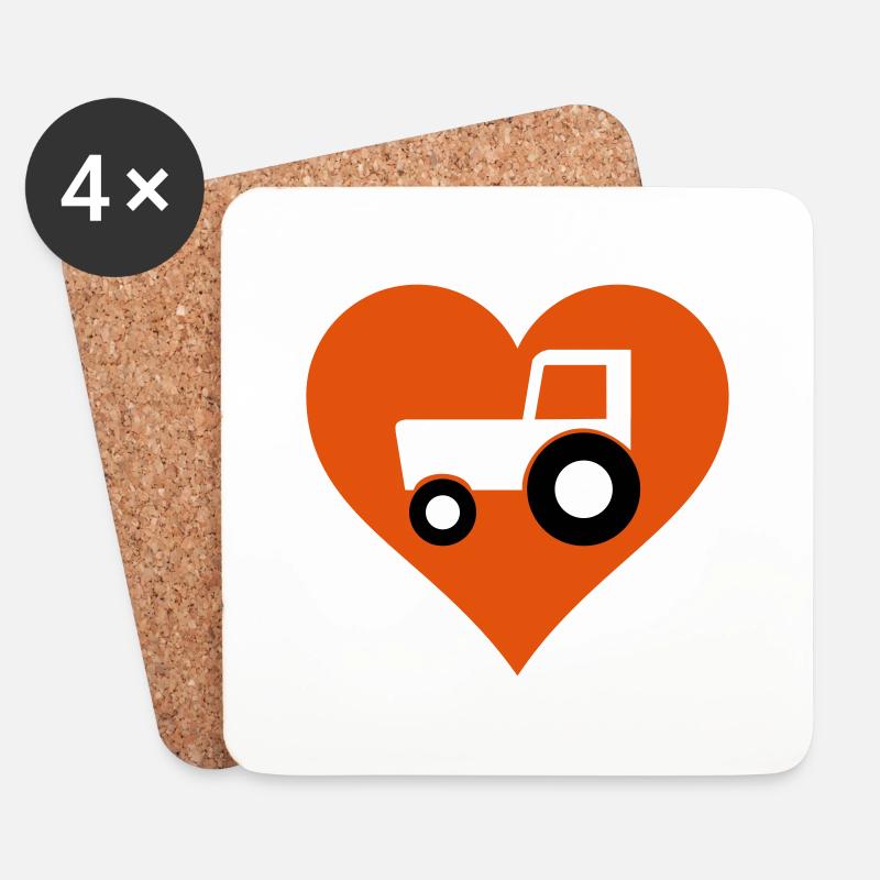 tractor love - Untersetzer (4er-Set) - Weiß