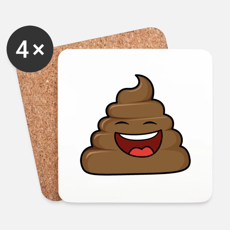 Poop Lacht - Untersetzer (4er-Set) - Weiß