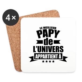 le meilleur papy de l'univers appartient à - Dessous de verre (lot de 4) - blanc - Devant